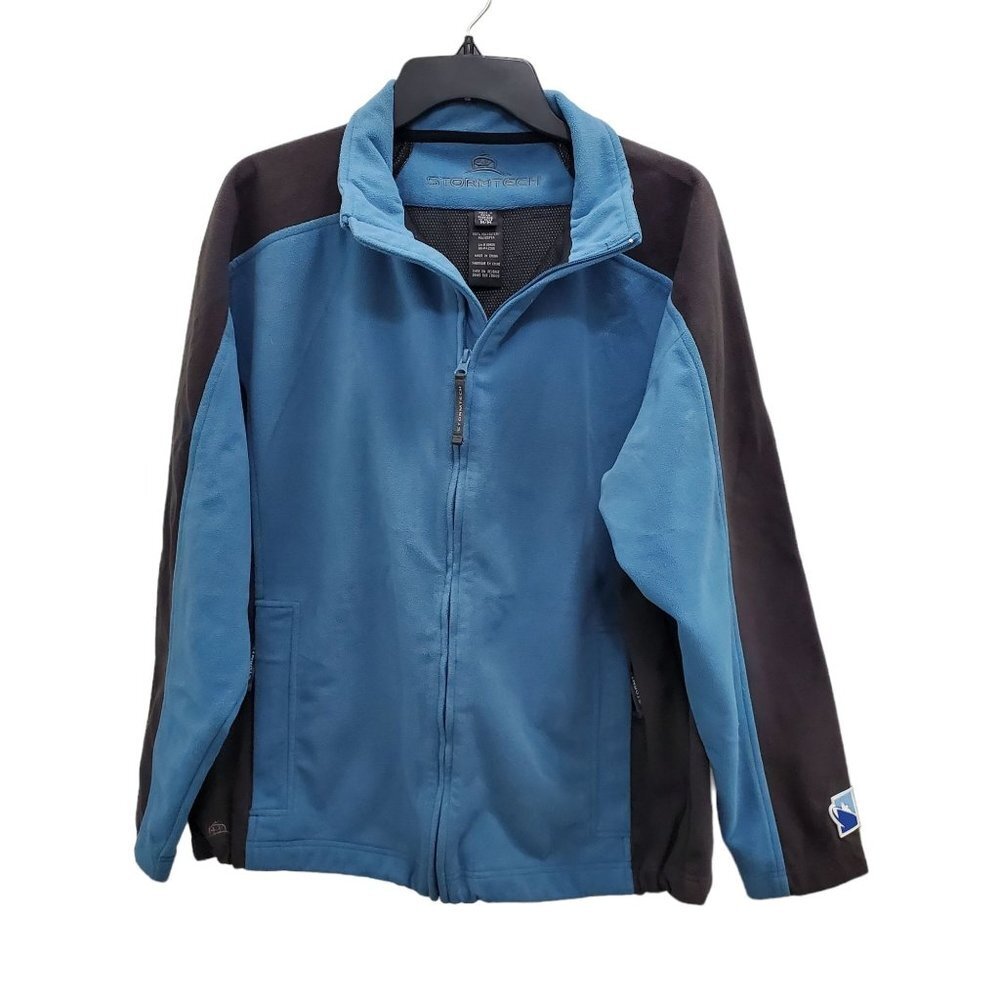 Stormtech Men's Blue & Black Softshell Fleece Feel Weather Zip Front Jacket Sz M